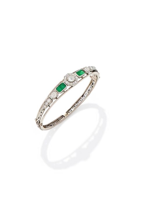 12k Gold Emerald and Diamond Bracelet