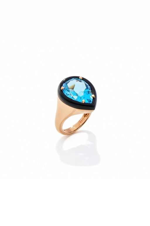 18k Gold Topaz and Onyx Ring