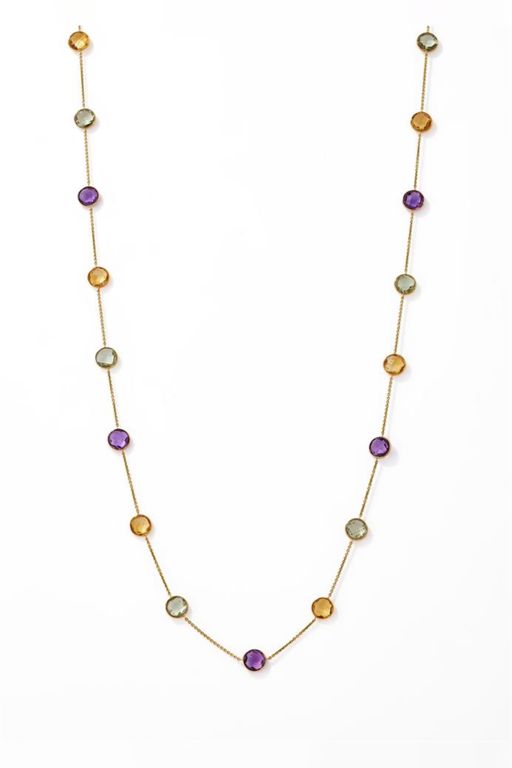 18k Gold Amethyst and Citrine Necklace