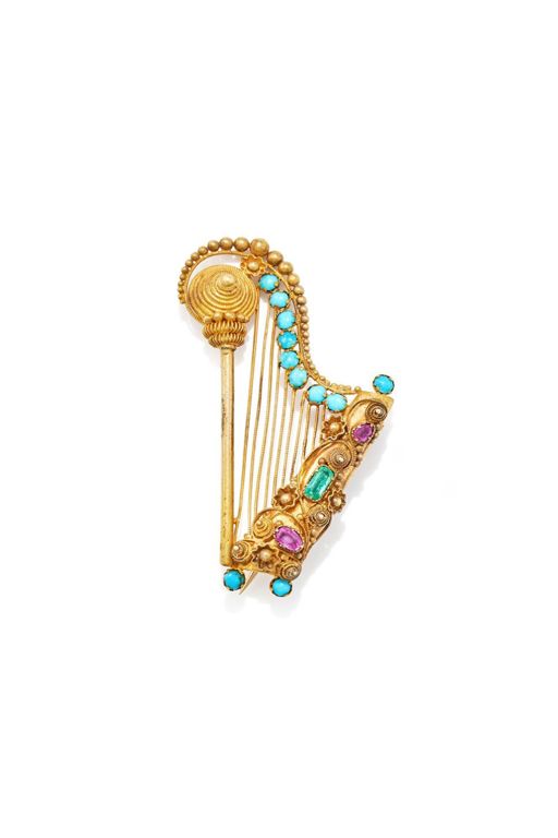 Turquoise, Ruby and Emerald Brooch