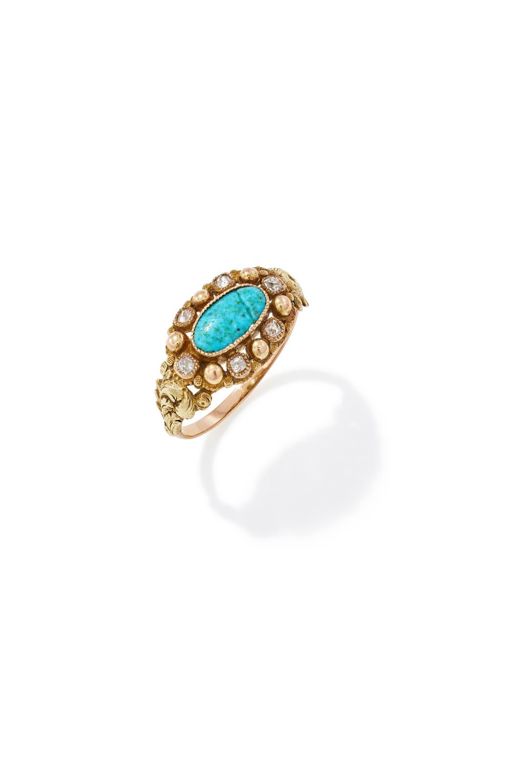 Gold Turquoise and Diamond Ring