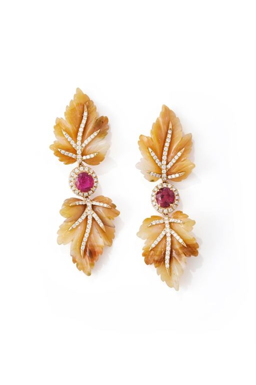 Pair of 14k Gold Multi-Gem Earrings