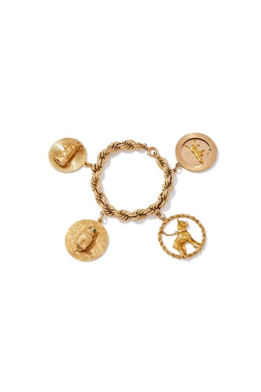 14k Gold Turquoise Charm Bracelet