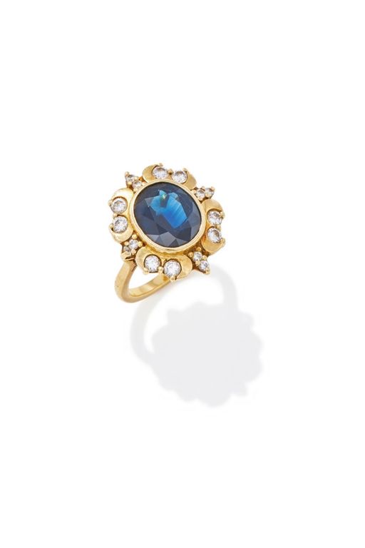 18k Gold Sapphire and Diamond Ring