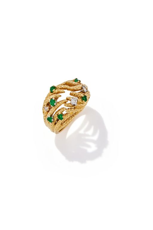 18k Gold Emerald and Diamond Ring