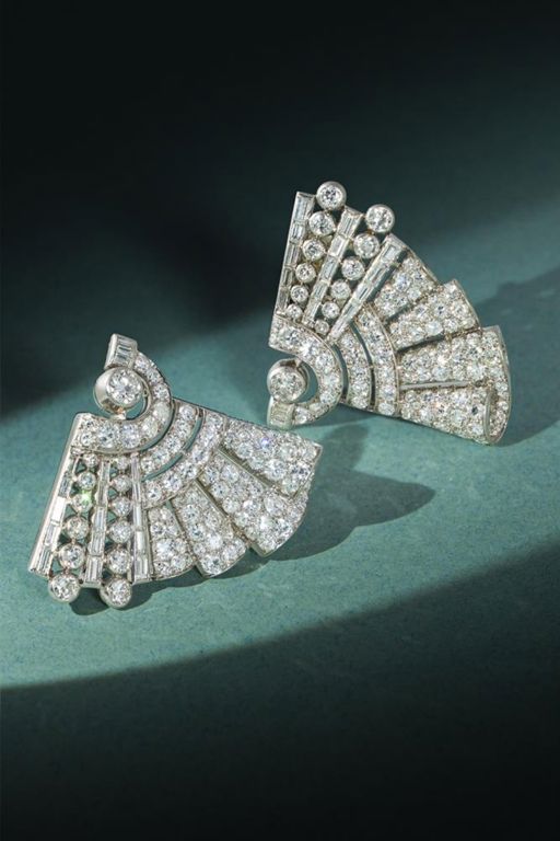 Diamond Double-Clip Brooch