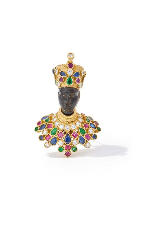 18k Gold Multi-Gem Brooch