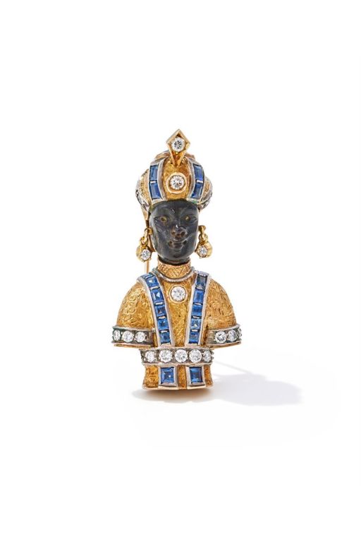18k Gold Sapphire and Diamond Brooch