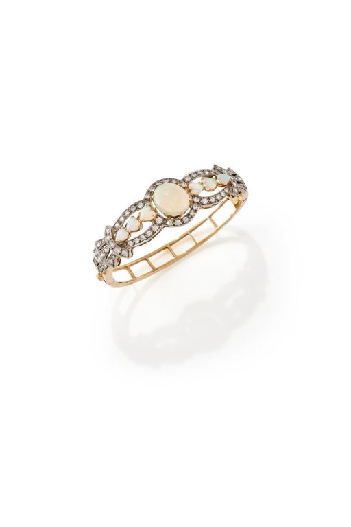 14k Gold Opal and Diamond Bracelet