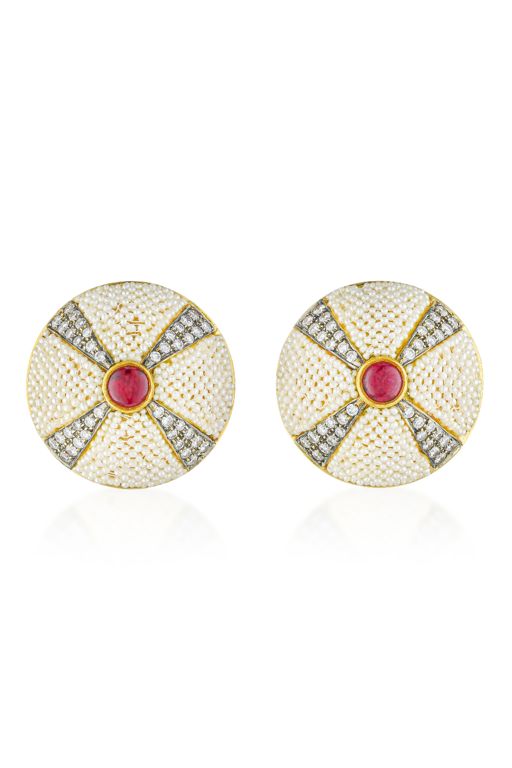 Pair of 22k Gold Multi-Gem Earrings