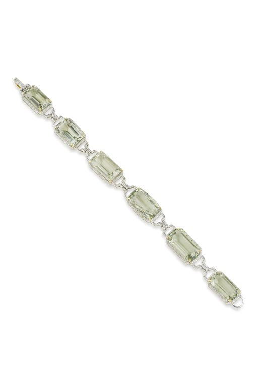 14k Gold Prasiolite and Diamond Bracelet