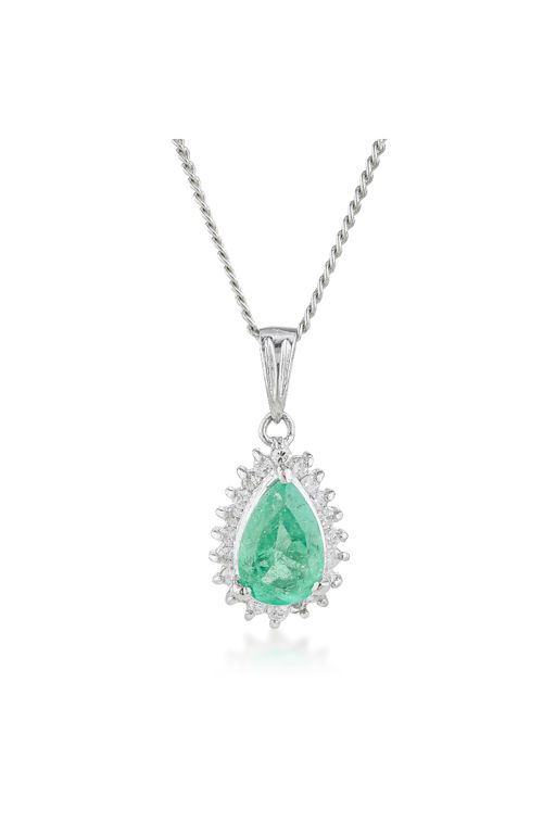 Emerald and Diamond Pendant Necklace