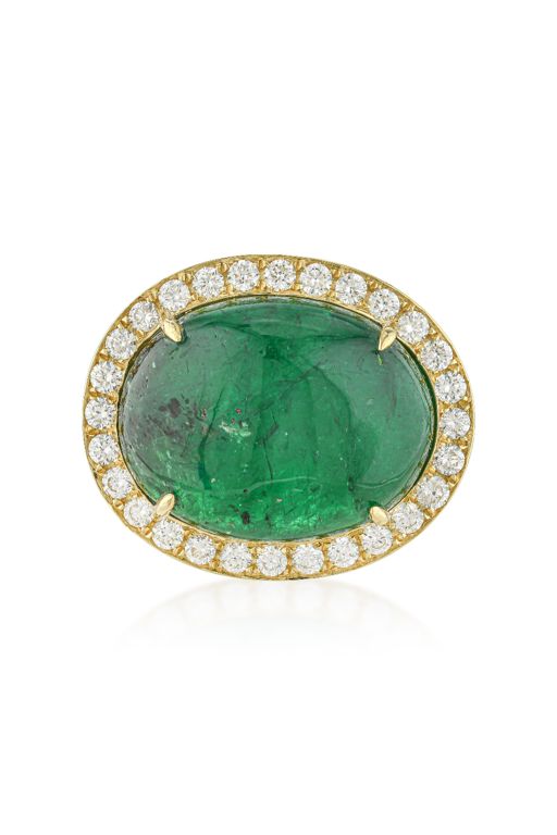 18k Gold Emerald and Diamond Ring