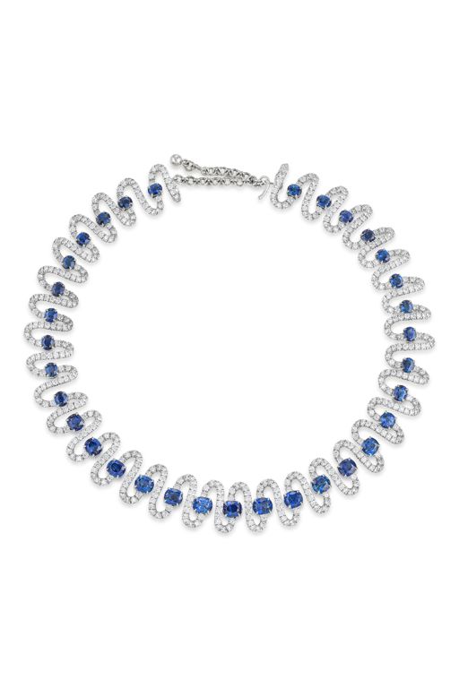 18k Gold Sapphire and Diamond Necklace