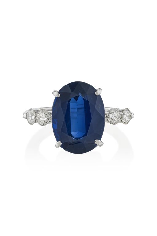 Platinum Sapphire and Diamond Ring