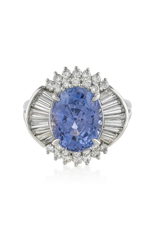 Platinum Sapphire and Diamond Ring