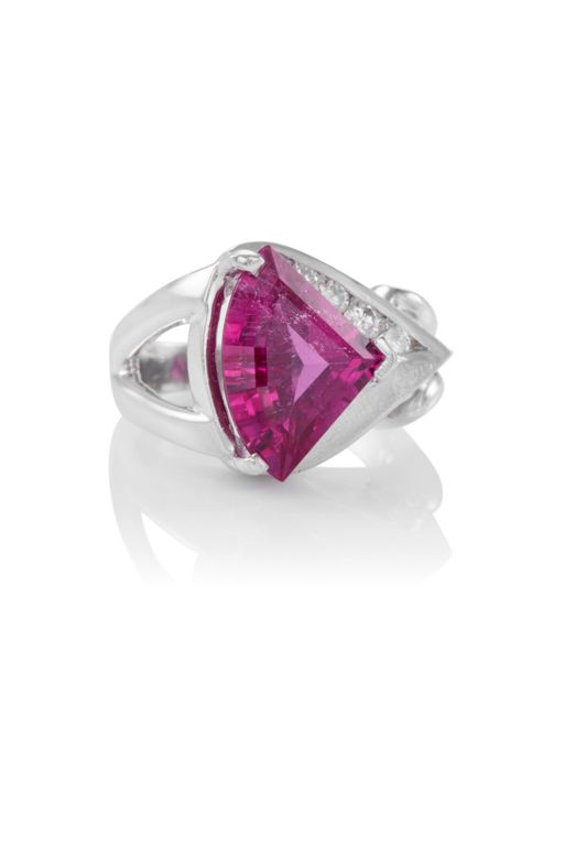 Platinum Tourmaline and Diamond Ring