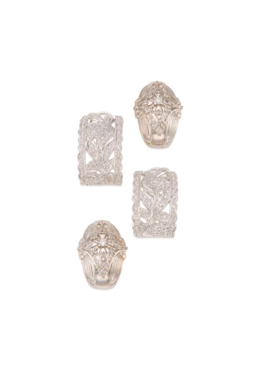 Two Pairs of 14k Gold Diamond Earrings