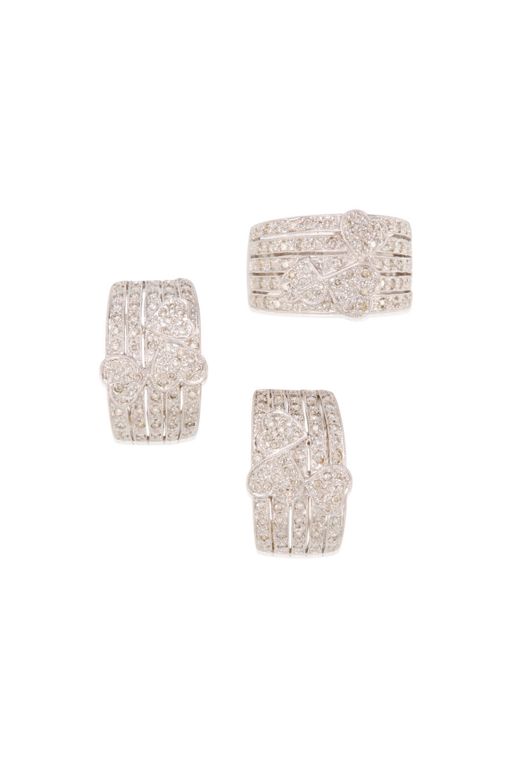 18k Gold Diamond Earrings and Ring