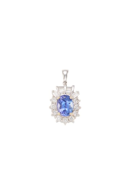 18k Gold Tanzanite and Diamond Pendant