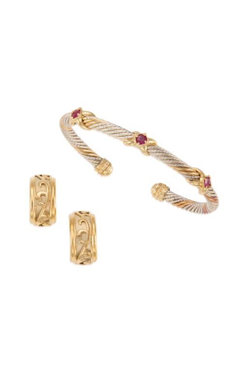 Gold and Silver Ruby Jewelry Set