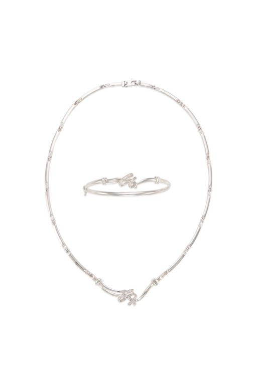 14k Gold Diamond Necklace and Bracelet