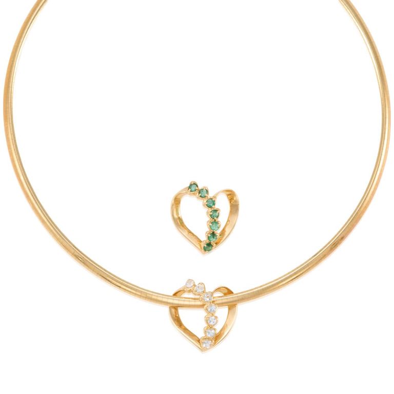 14k Gold Aquamarine and Emerald Jewelry Set