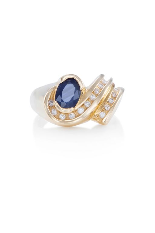 14k Gold Sapphire and Diamond Ring