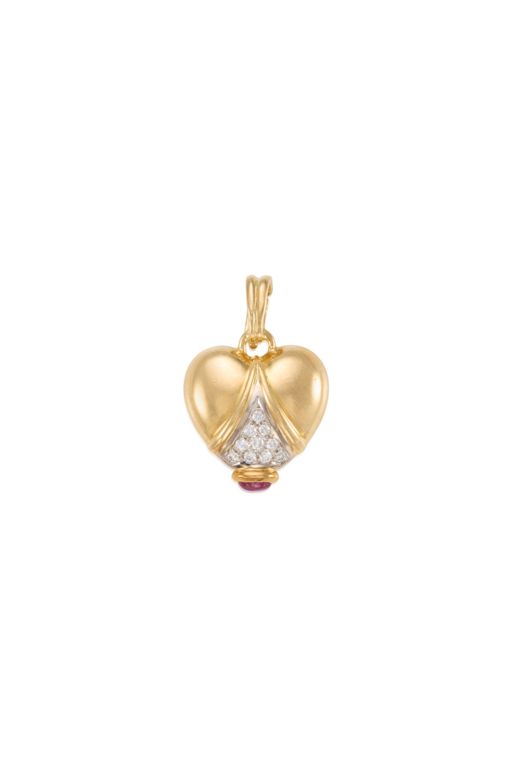 18k Gold Ruby and Diamond Pendant