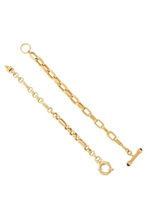 Two Gold Garnet Bracelets