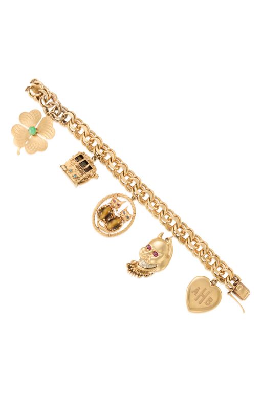 Gold Multi-Gem Charm Bracelet