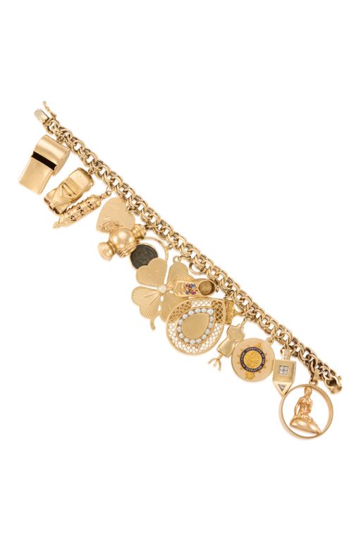 Gold Multi-Gem Charm Bracelet