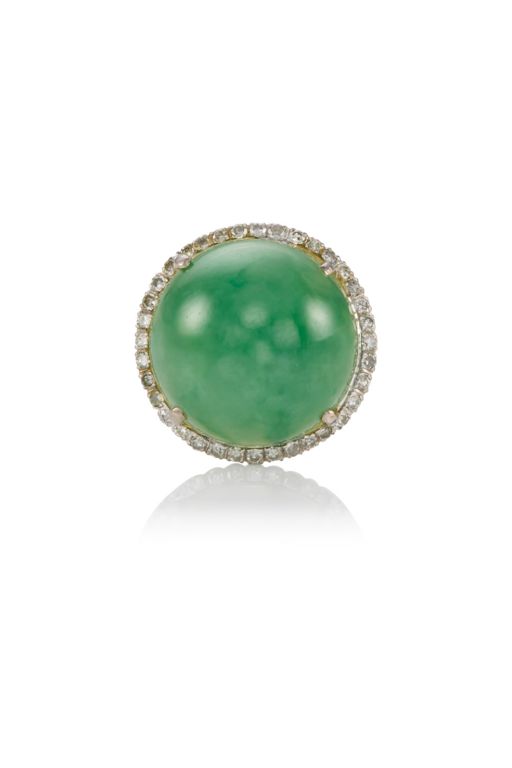 10k Gold Jade and Diamond Ring