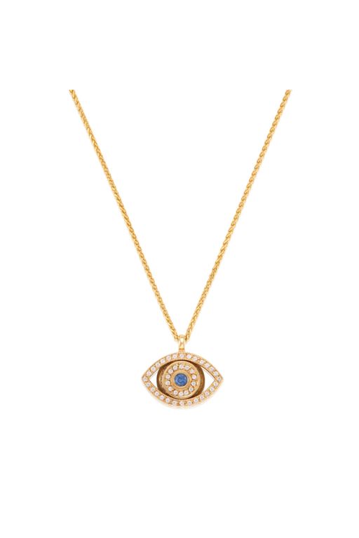 14k Gold Sapphire and Diamond Pendant Necklace