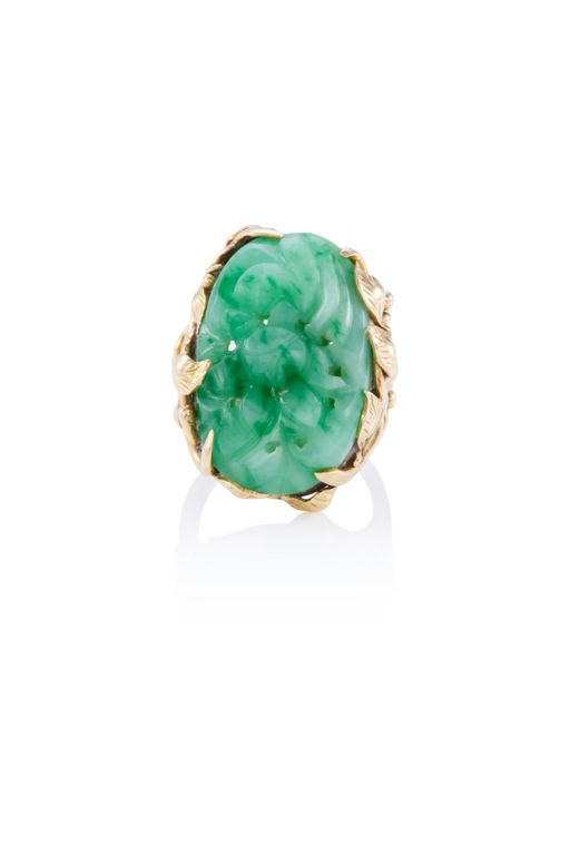 14k Yellow Gold Jade Ring