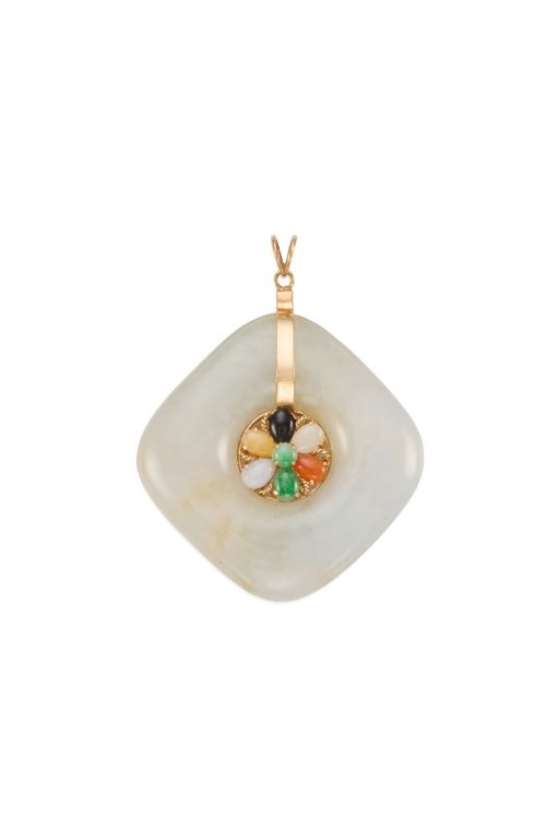 14k Gold Jade Pendant