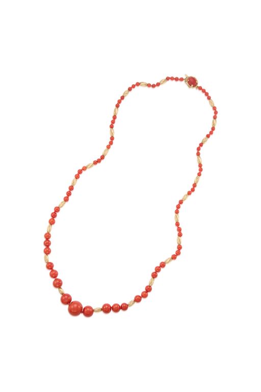 14k Yellow Gold Coral Necklace