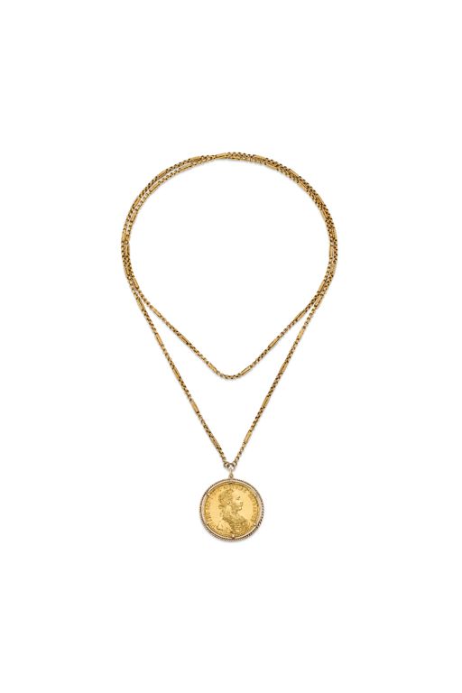Yellow Gold Coin Pendant Necklace