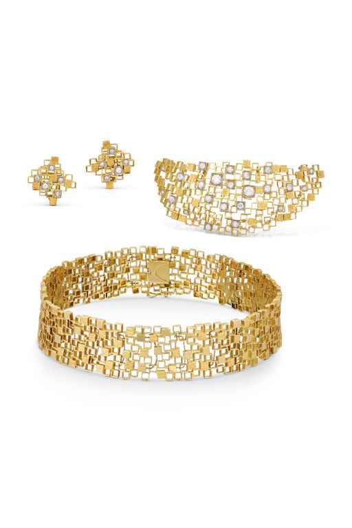 18k Yellow Gold Diamond Jewelry Set
