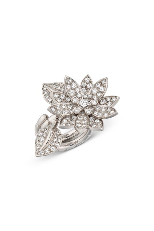 White Gold Diamond Lotus Ring