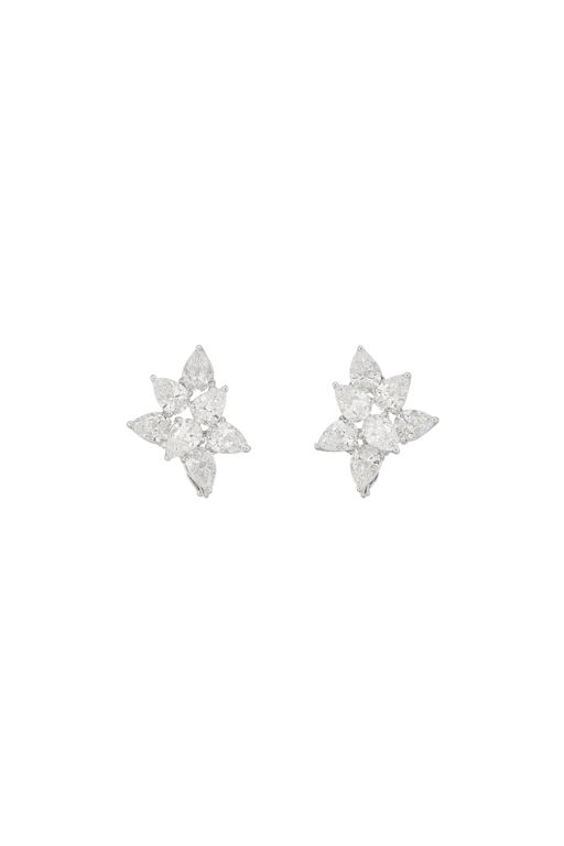 White Gold Diamond Cluster Earrings