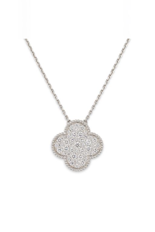White Gold Diamond Quatrefoil Pendant Necklace
