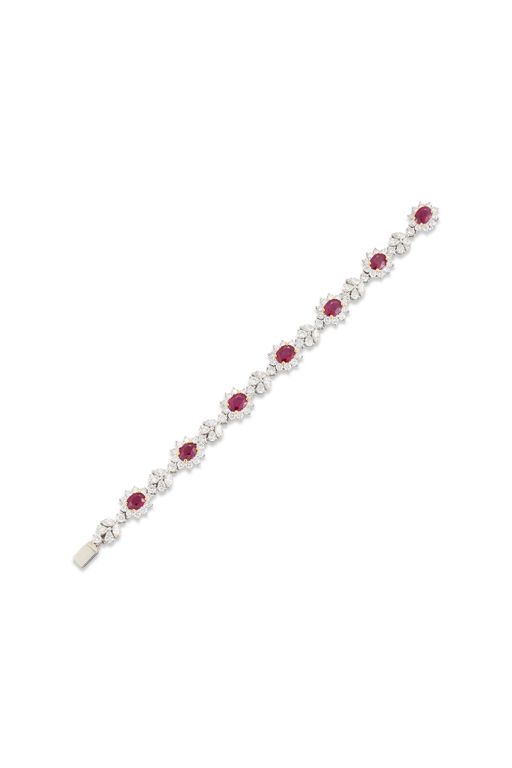 Platinum and 18k Gold Ruby and Diamond Bracelet