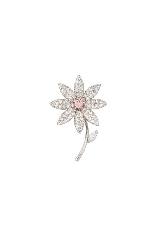 18k White Gold Diamond Flower Brooch