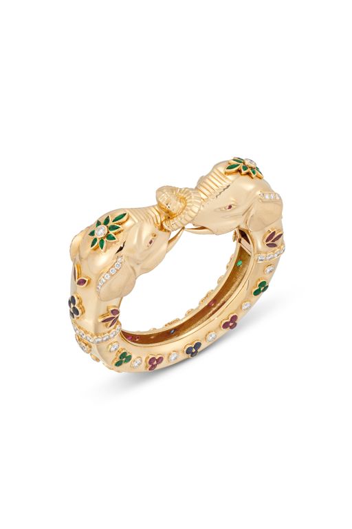 Yellow Gold Multi-Gem Bangle Bracelet