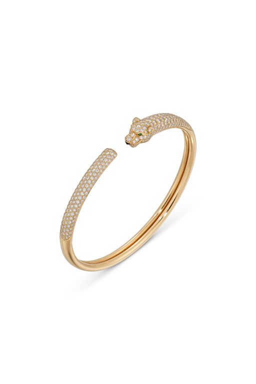 18k Yellow Gold Multi-Gem Panther Cuff Bracelet