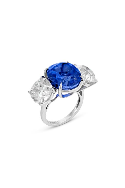 Platinum Sapphire and Diamond Ring