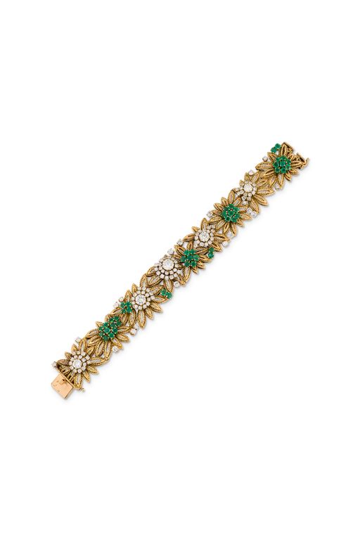 Yellow Gold Emerald and Diamond Bracelet