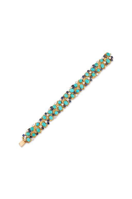 Yellow Gold and Platinum Multi-Gem Bracelet