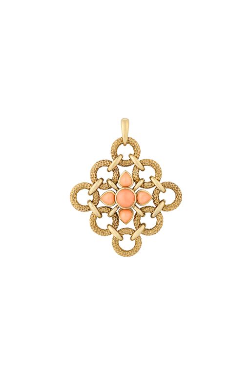 18k Yellow Gold Coral Pendant